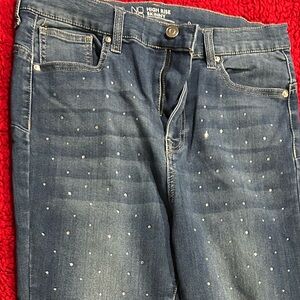 No Boundaries Blue Skinny Jeans with Silver Accents